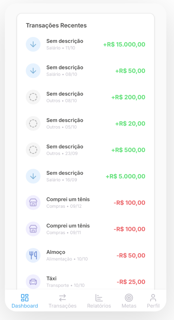 Transações OrganizAÍ